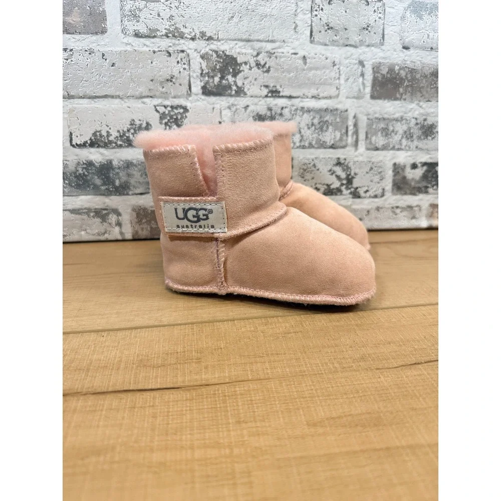 UGG I Erin Bootie Infants Medium 12-18 Months Baby Pink Suede Sheepskin Boot